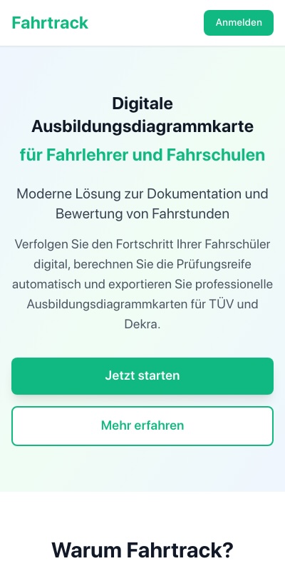Fahrtrack.de mobile view