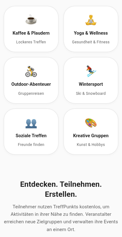 Treffpunkts.de mobile view