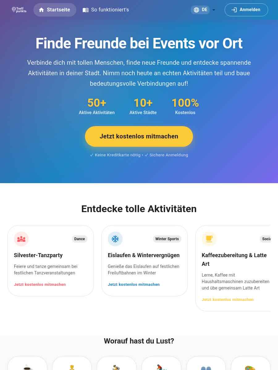 Treffpunkts.de - Tablet view