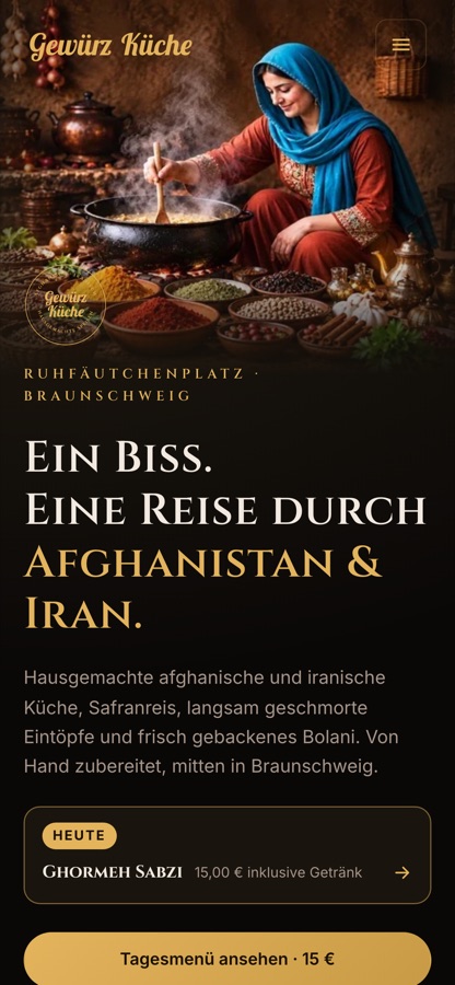 Dieselbe Website auf dem Smartphone